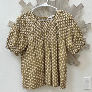NWT Madewell Daisy Embroidered Puff-Sleeve Top